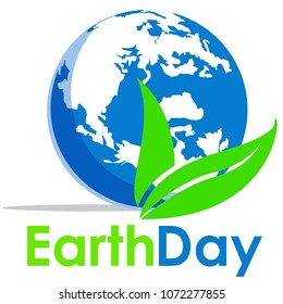 earth day text and world vector flat graphic for background or banner