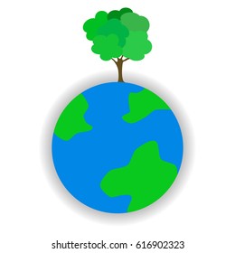 Earth day. Earth with tree.
