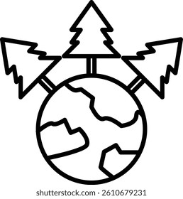 Earth Day Tree Vector Line Icon Design