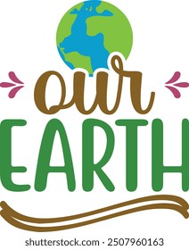 Diseño de la camiseta del Día de la Tierra. Diseño de la camiseta del Vector