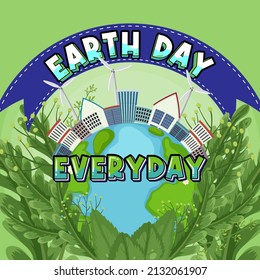 Earth Day typography design poster  illustration