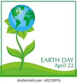 Earth day. Vector background with the image of planet Earth in the form of fantastic flower