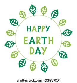 Earth Day vector card, text in hand lettered font