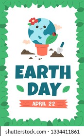 Earth day vector cartoon card