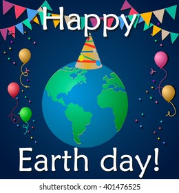 Earth day vector cartoon card