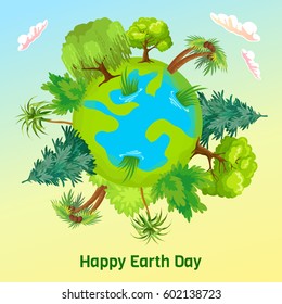 Earth day. Vector cartoon card.