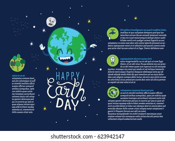 Earth day vector cartoon layout