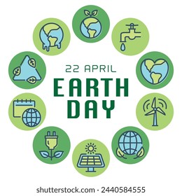 Earth day vector colorful icon. round frame.