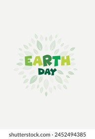 Concepto de Vector del Día de la Tierra. Leaf with Earth day text