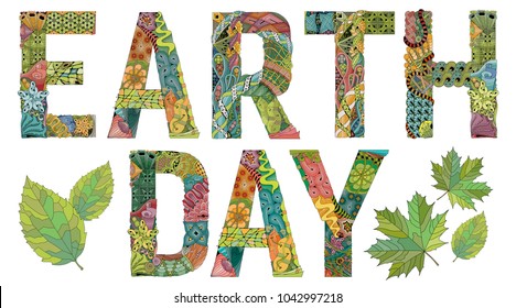 Earth day. Vector decorative zentangle object