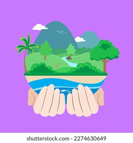 Earth day vector flat illustration