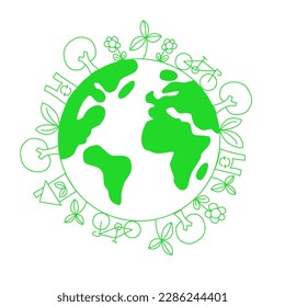 Earth Day Vektorgrafik , grüner Vektorgrafik, Planet retten, umweltfreundlich, Welttagsvektor für Illustration.