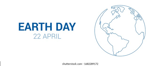 Banner horizontal vector del Día de la Tierra con globo de contorno. Plantilla moderna vectorial para el Día de la Tierra. Salvemos el concepto Planeta, 22 de abril. Antecedentes vectoriales para carteles, carteles y tarjetas