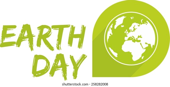 Earth day vector icon with green planet