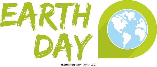 Earth day vector icon with green planet