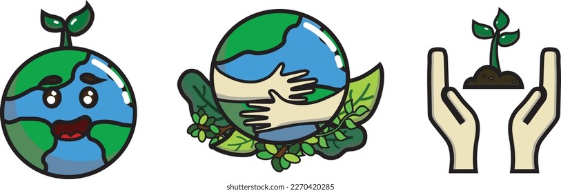 Clínico de arte plano de ilustración vectorial del Día de la Tierra. Salvemos el planeta. Vamos verde. Día Internacional de la Madre Tierra.