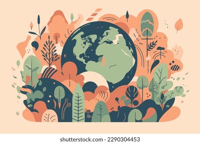 Fondo plano de la ilustración del vector del día de la Tierra