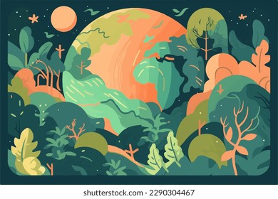 Earth day vector illustration flat colors background