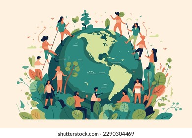 Earth day vector illustration flat colors background