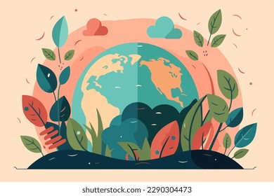 Earth day vector illustration flat colors background