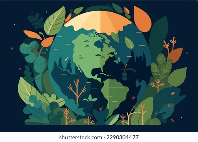 Earth day vector illustration flat colors background