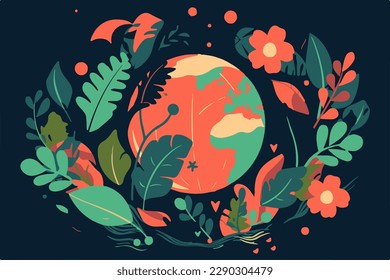 Earth day vector illustration flat colors background