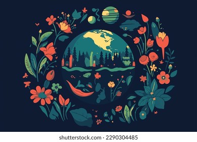 Earth day vector illustration flat colors background