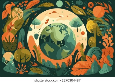 Earth day vector illustration flat colors background