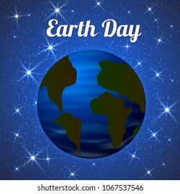 Earth day vector illustration. Globe in space. Easy to use design template for your artworks.