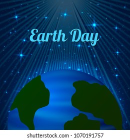 Earth day vector illustration. Globe in space. Easy to use design template for your artworks.