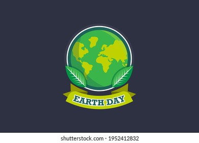 Earth Day Vector Illustration - Globe and ribbon