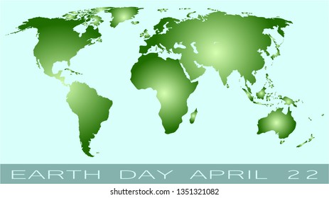 Earth day vector illustration. Simple design. 22 April. Vector green globe. World map