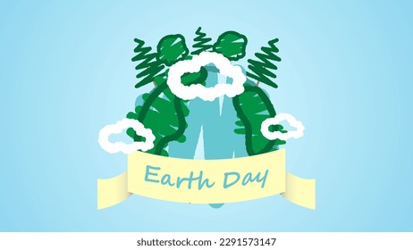 Earth Day Vector Illustration with squiggle style. Earth Day Poster, banner or card.