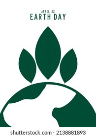 Earth day. Vector illustration of earth and trees icon on white background. April 22.