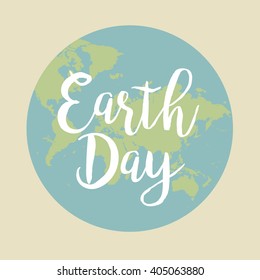 Earth Day. Vector illustration with the words, planets.