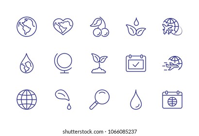 Earth Day Vector Line Icons Set. Editable Stroke. 32x32 Pixel Perfect