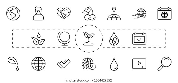 Earth Day Vector Line Icons Set. Editable Stroke. 32x32 Pixels