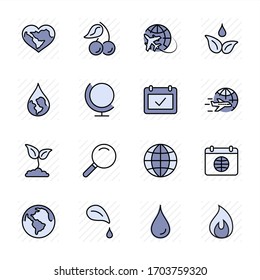 Earth Day Vector Line Icons Set. Editable Stroke. 32x32 Pixel Perfect