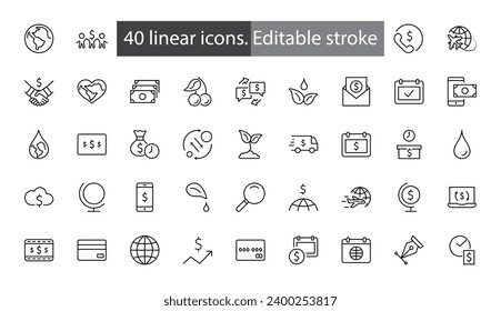 Earth Day Vector Line Icons Set. Editable Stroke. 32x32 Pixels
