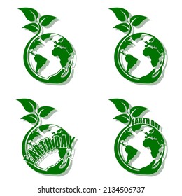 Earth day Vector logo. an illustration of a logo with the concept of "a plant that has hands, and holds the earth".