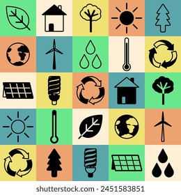 Earth day vector pattern with eco symbols that can be used for wallpaper