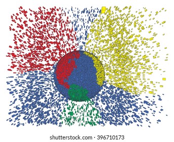 earth day vector planet sphere pixel splash explosion colorful ecology save