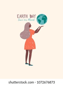 Earth Day. Vector template with lettering design. Vector illustration.
