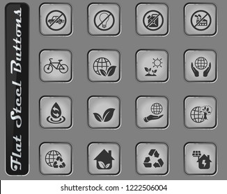 earth day vector web icons on the flat steel buttons