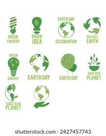 Earth Day Vectors And Ecology Environmental Protection Green Icons