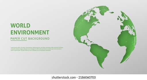 Earth Day. World Environment day. 3d paper cut eco friendly design. Save the earth. World connection concept. Web banner layout template.