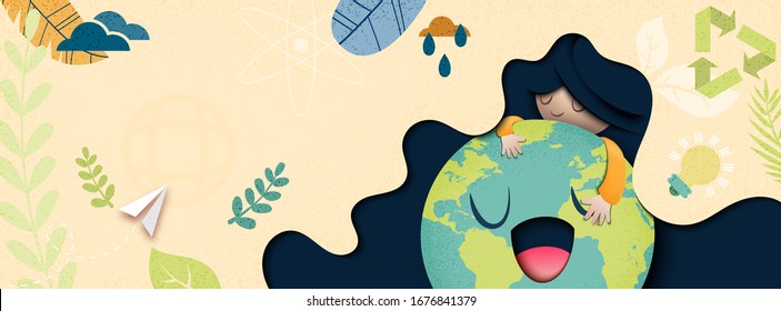 Earth day and World environment day concept.Save the world banner background template vector illustration.