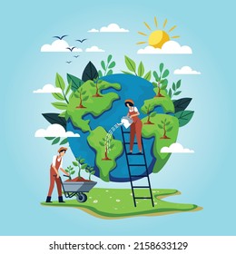 earth day world environment day poster vector illustration