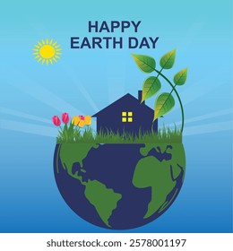 Earth Day or World Environment Day . Save our Planet, restore and protect green nature, Blooming flowers.