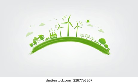 Earth day, World environment day and sustainable development concept with brush paint, vector illustration